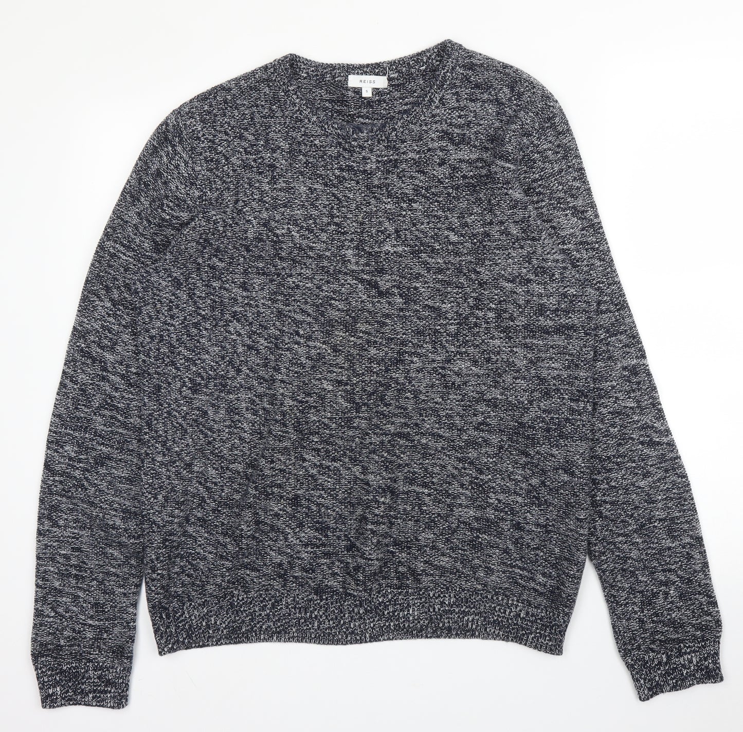 Reiss Mens Grey Round Neck  Cotton Pullover Jumper Size S