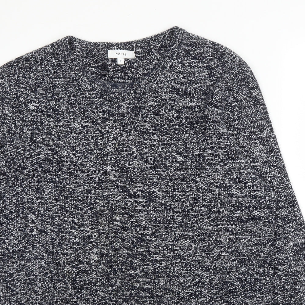 Reiss Mens Grey Round Neck  Cotton Pullover Jumper Size S