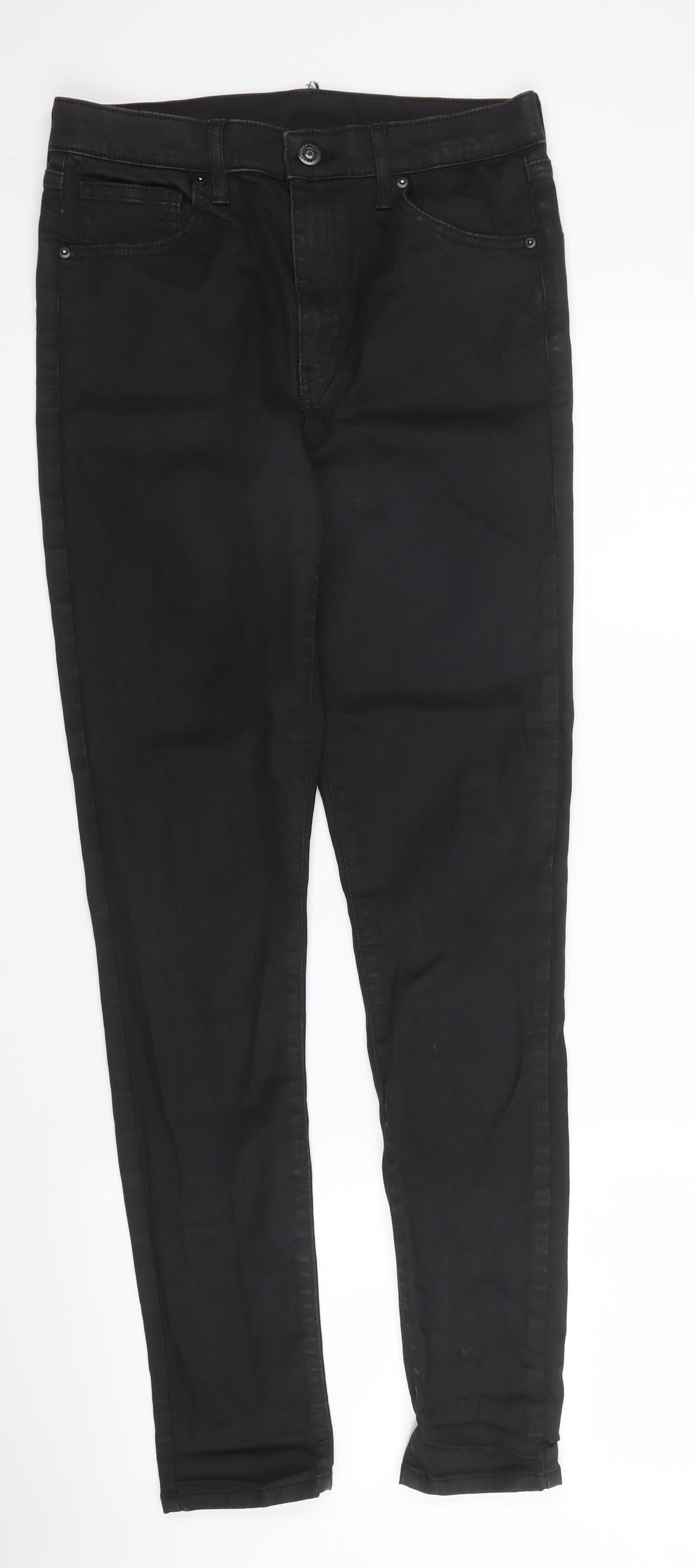 Topshop Womens Black  Cotton Skinny Jeans Size 28 in L29 in Regular Zip