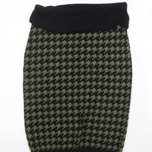 Takara Womens Green Houndstooth Acrylic Bandage Skirt Size M