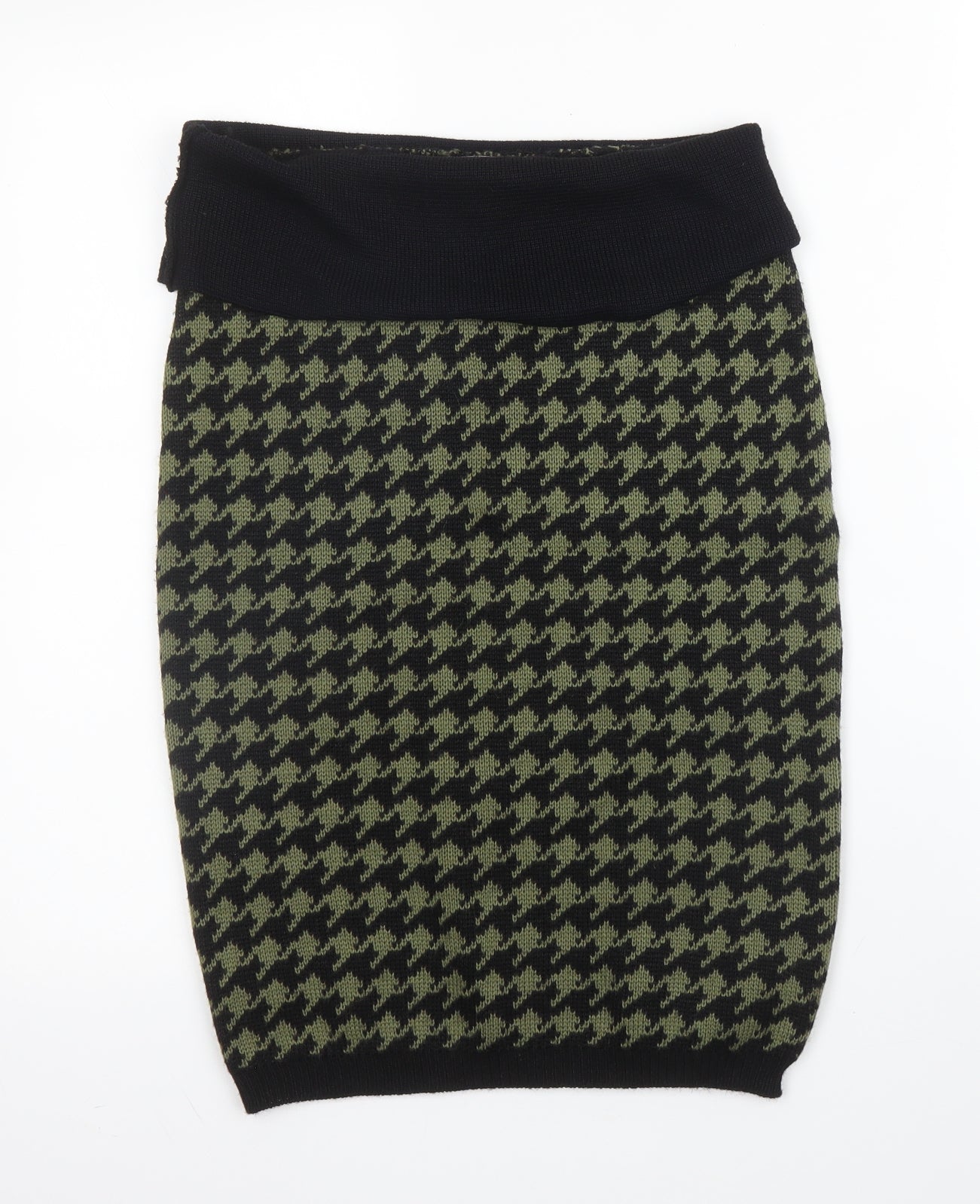 Takara Womens Green Houndstooth Acrylic Bandage Skirt Size M