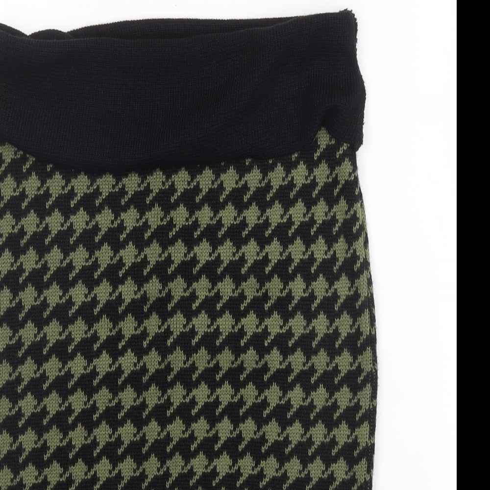Takara Womens Green Houndstooth Acrylic Bandage Skirt Size M