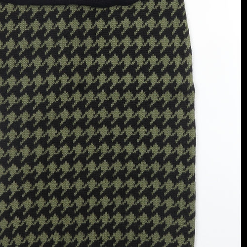 Takara Womens Green Houndstooth Acrylic Bandage Skirt Size M