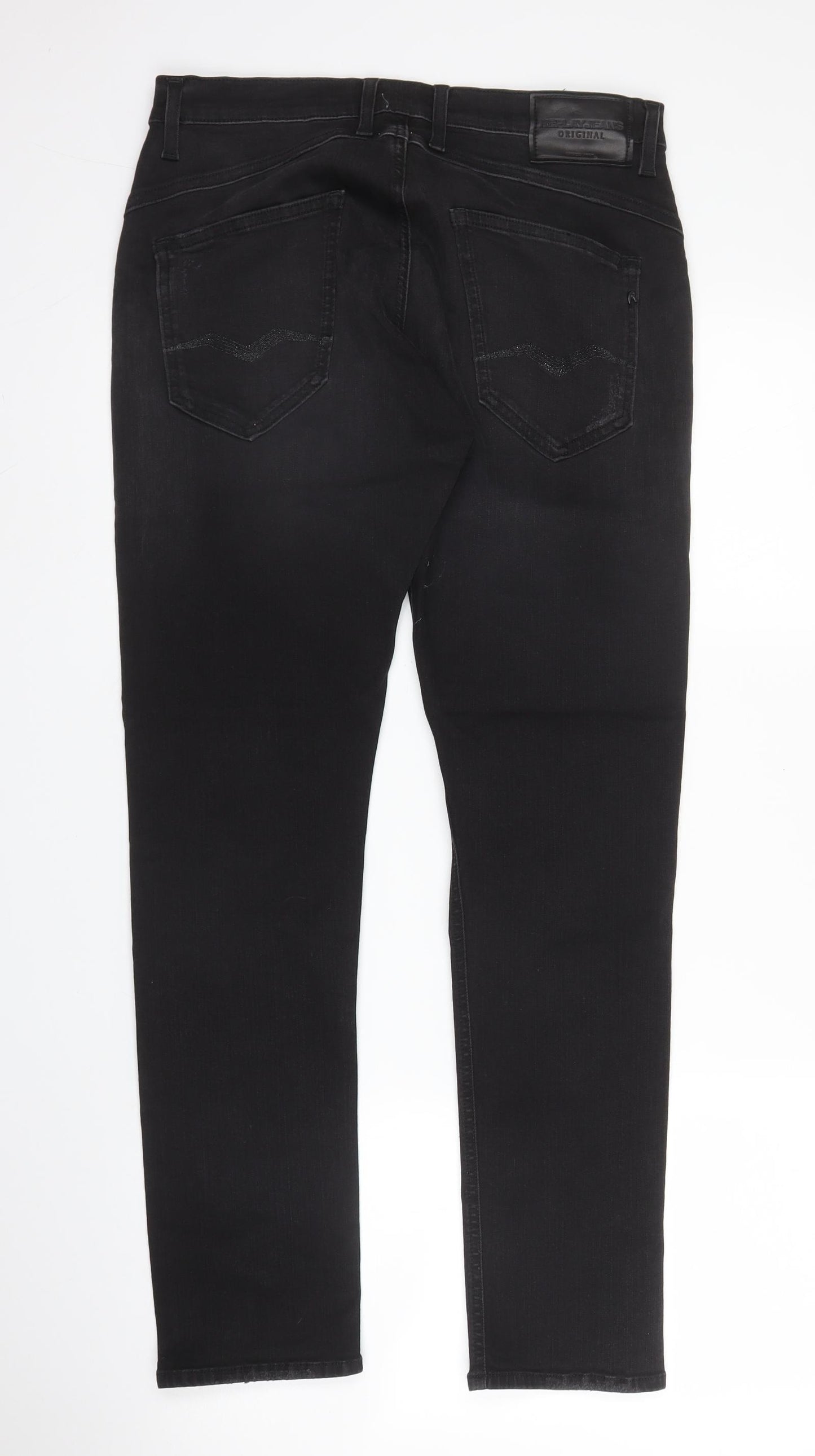 Replay Womens Black  Cotton Straight Jeans Size 30 in L28 in Regular Zip