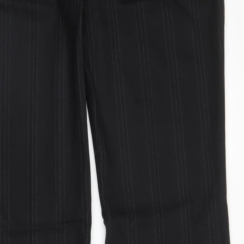 NEXT Womens Black Striped Wool Trousers  Size 20 L32 in Regular Zip