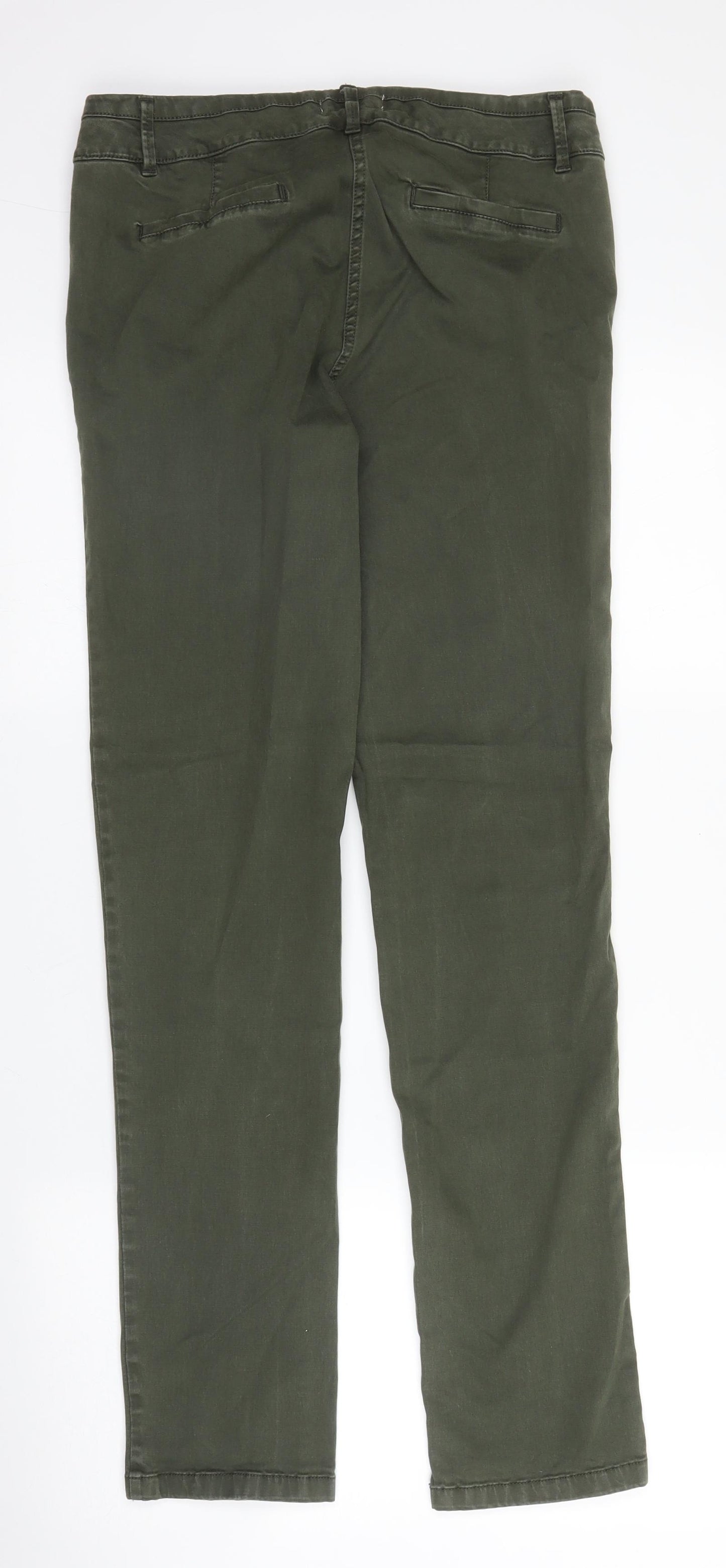 Papaya Womens Green  Cotton Chino Trousers Size 10 L30 in Regular Zip
