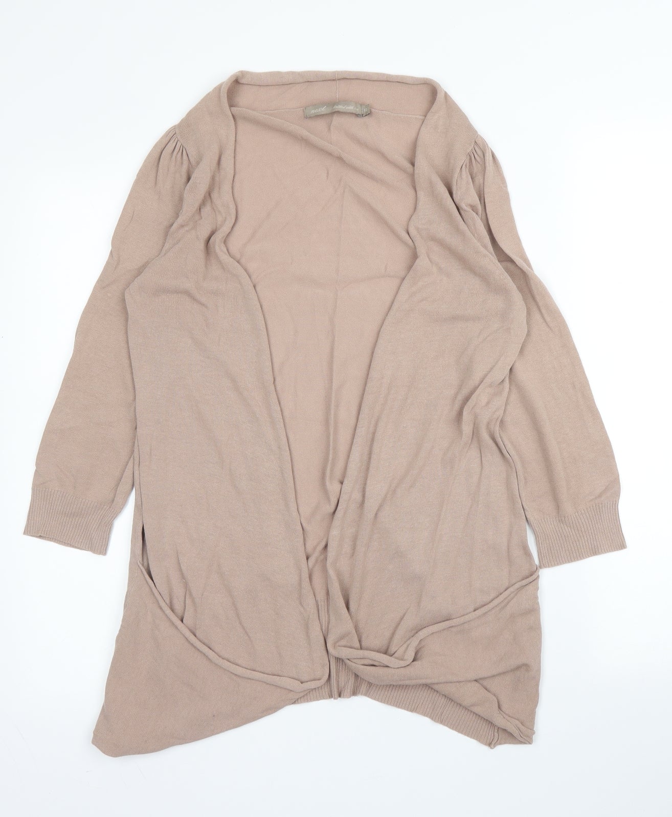 NEXT Womens Beige V-Neck  Cotton Cardigan Jumper Size 10