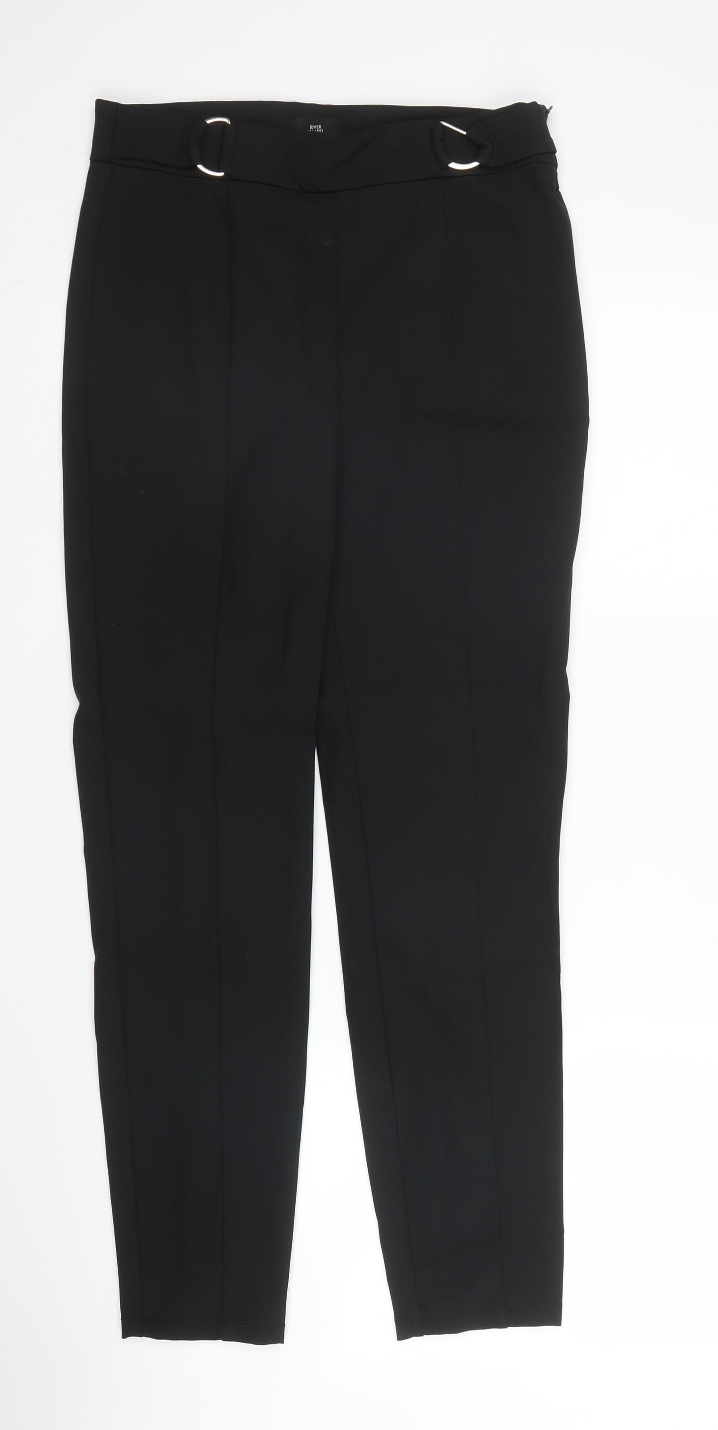 River Island Womens Black  Nylon Carrot Trousers Size 12 L25 in Regular
