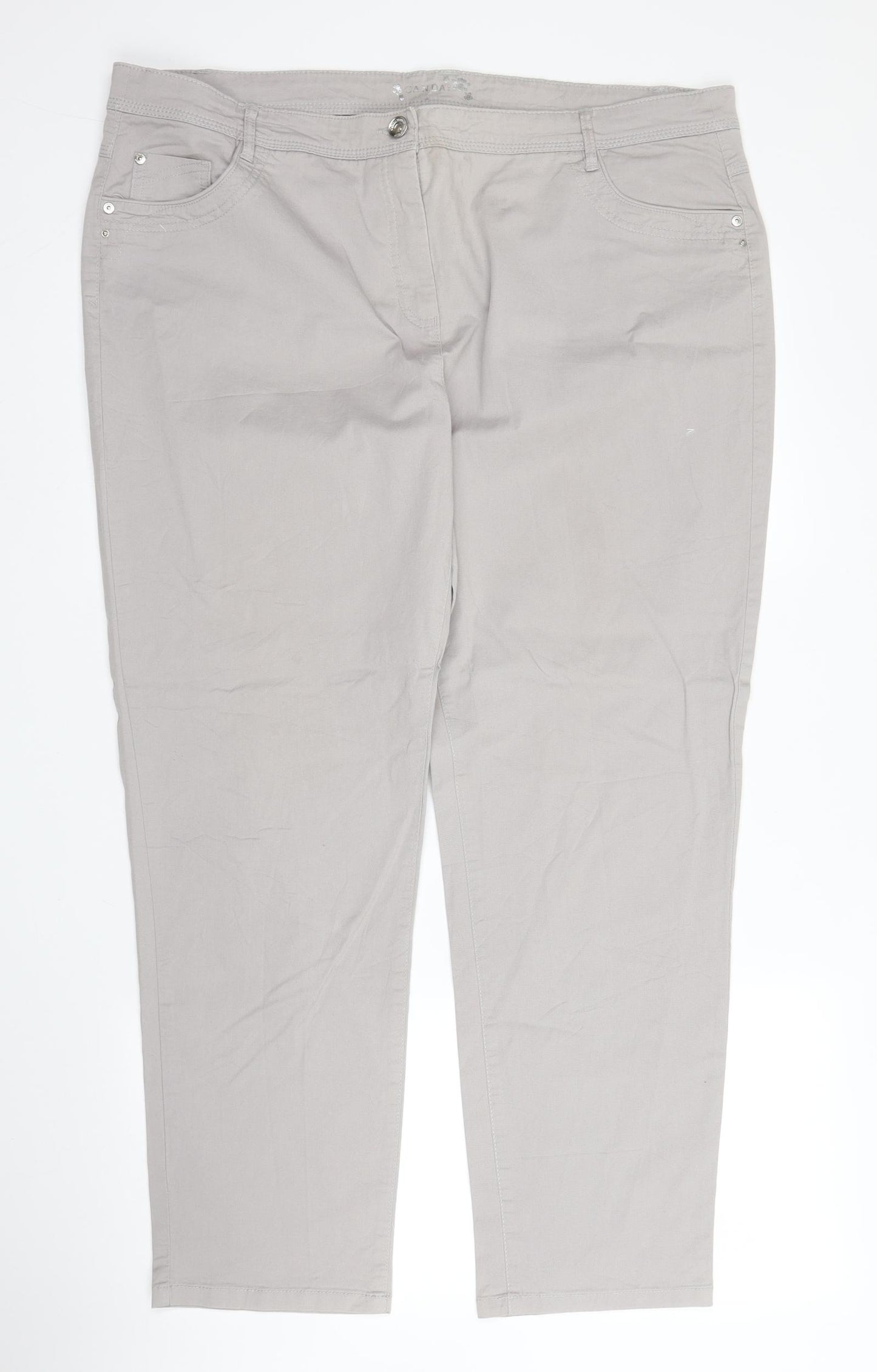 Canda Mens Grey  Cotton Chino Trousers Size 40 in L28 in Regular Zip