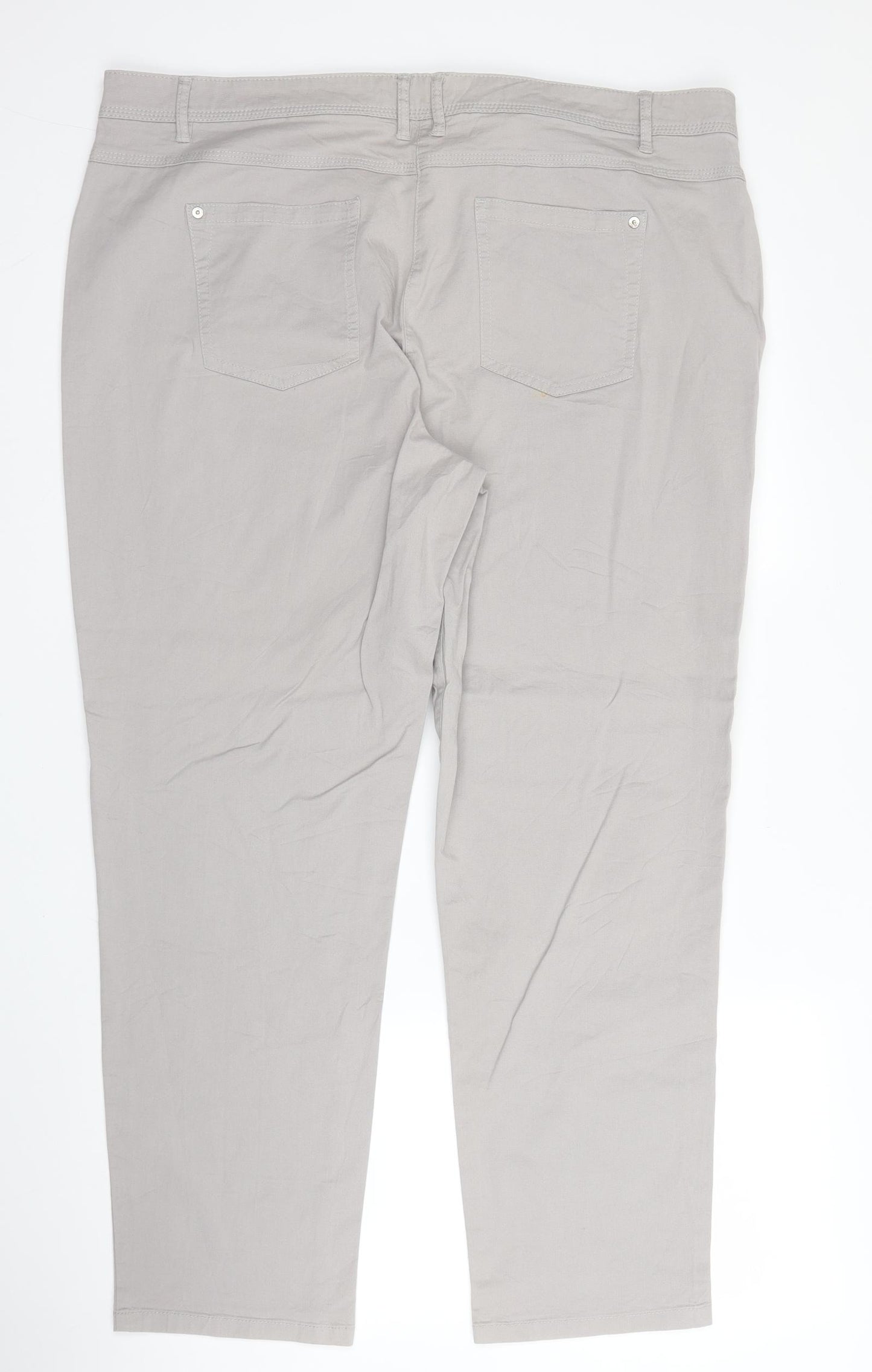 Canda Mens Grey  Cotton Chino Trousers Size 40 in L28 in Regular Zip