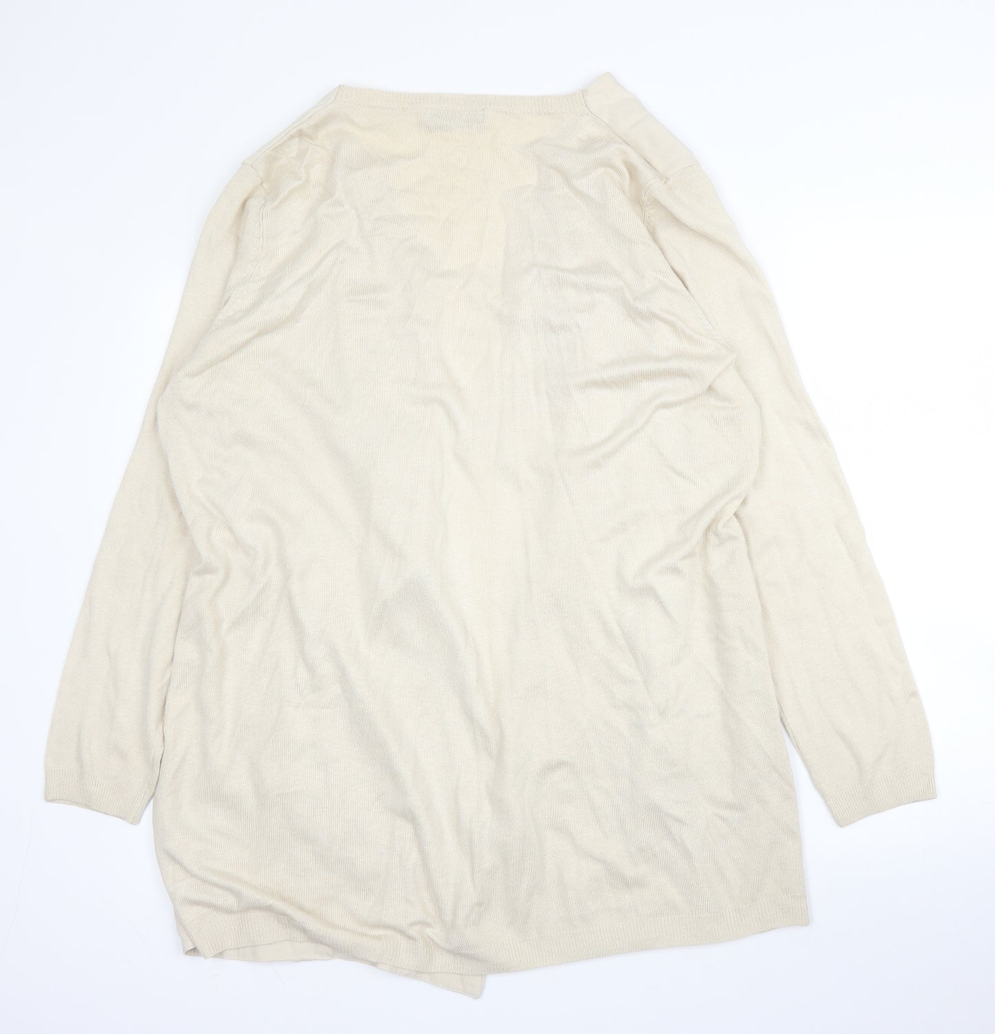 M&S Womens Beige V-Neck  Acrylic Cardigan Jumper Size 18