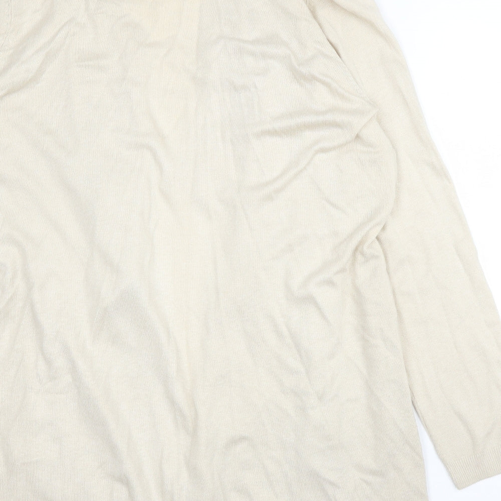 M&S Womens Beige V-Neck  Acrylic Cardigan Jumper Size 18