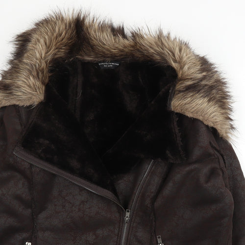 Dorothy Perkins Womens Brown   Biker Coat Size 16  Zip