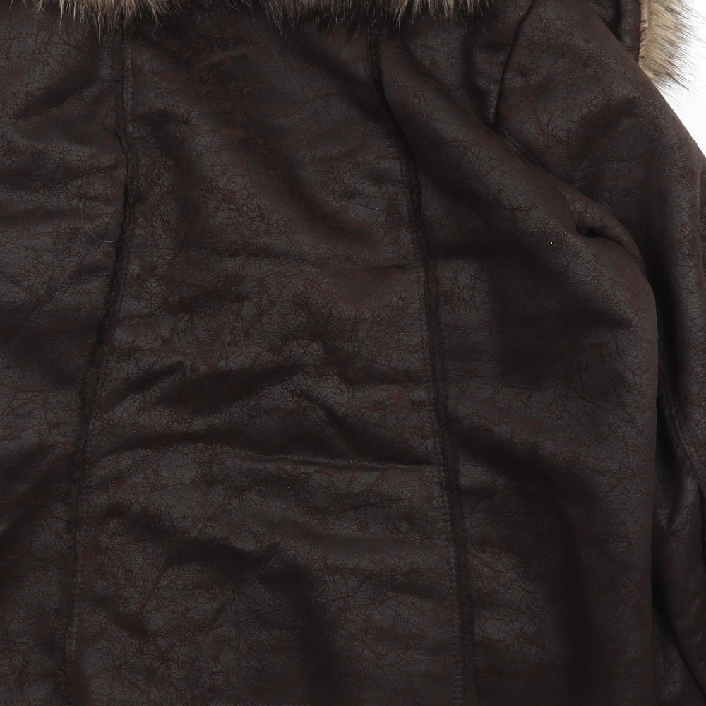 Dorothy Perkins Womens Brown   Biker Coat Size 16  Zip