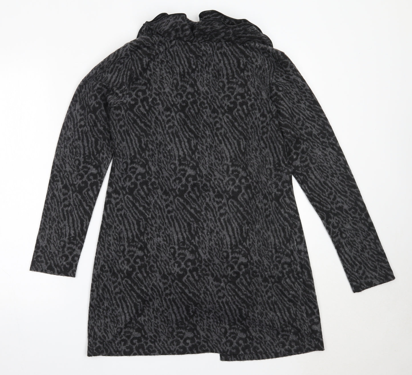 Per Una Womens Grey Round Neck Animal Print Polyester Cardigan Jumper Size 12