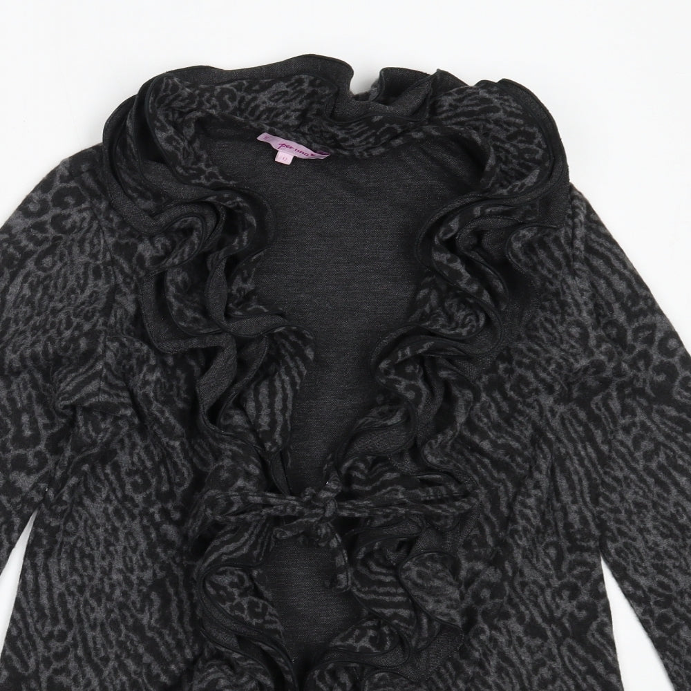 Per Una Womens Grey Round Neck Animal Print Polyester Cardigan Jumper Size 12