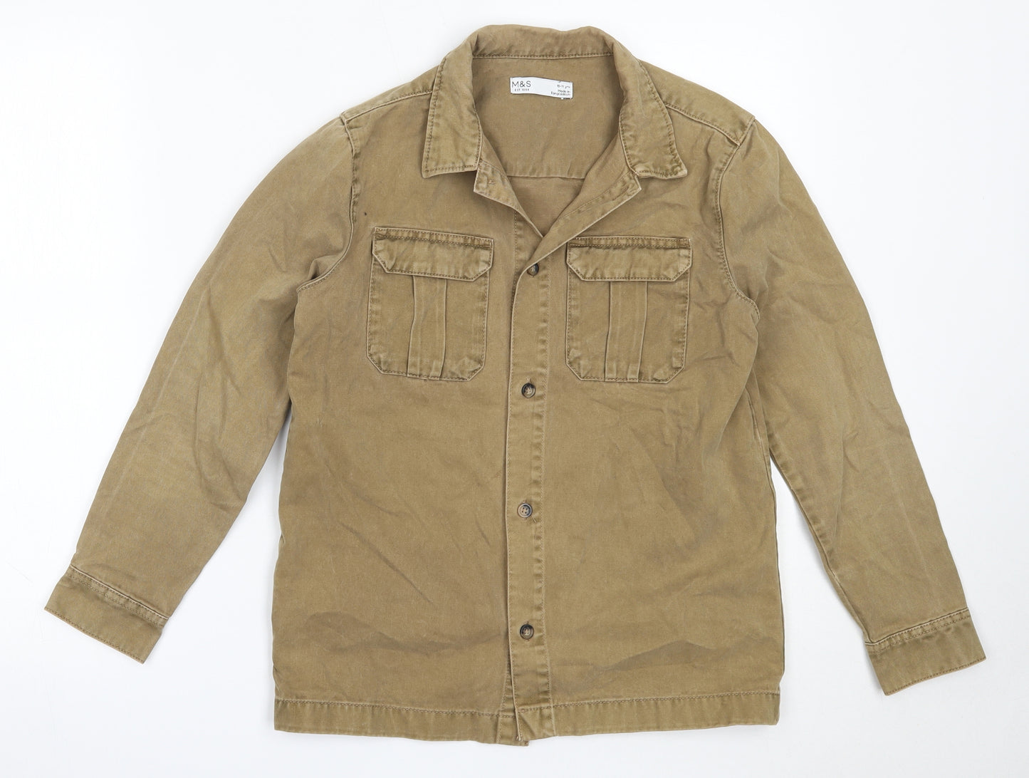Marks and Spencer Boys Beige   Shirt Jacket Jacket Size 10-11 Years