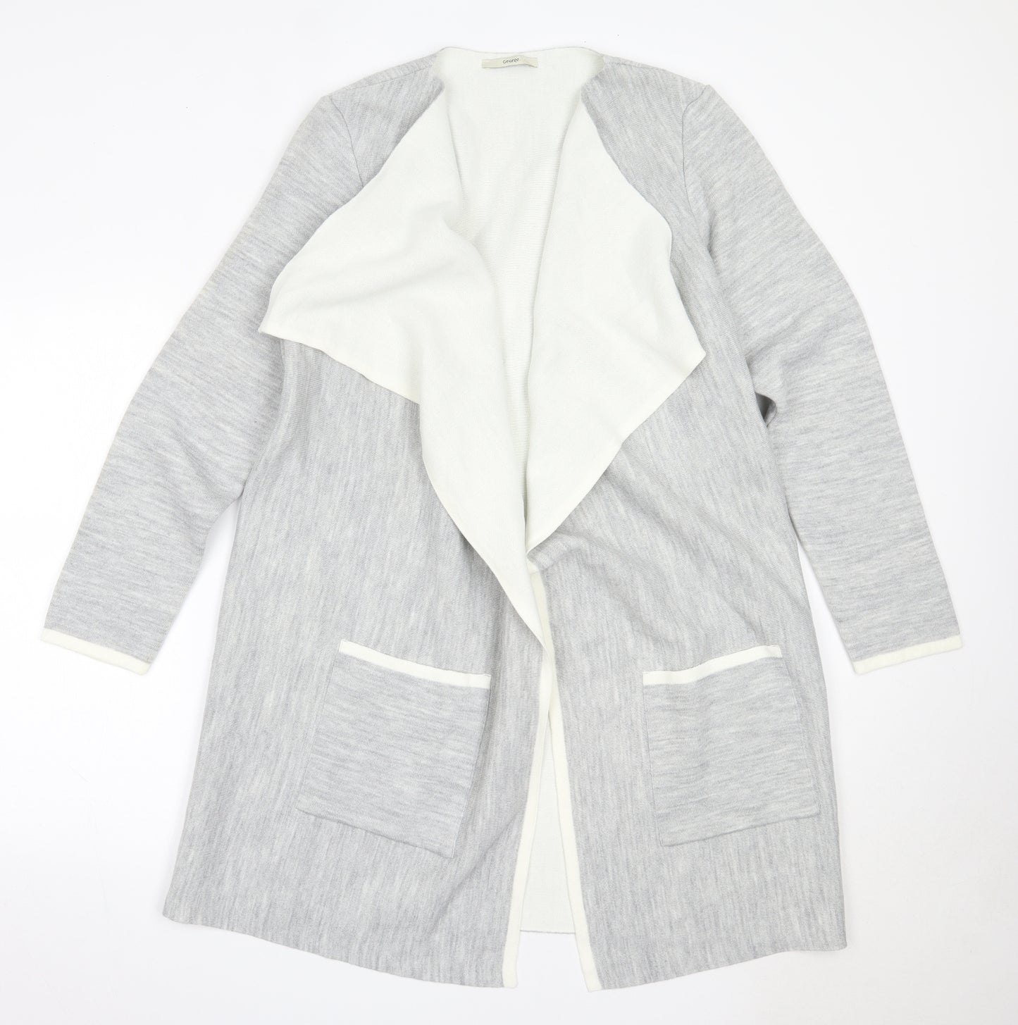 George Womens Grey Round Neck  Acrylic Cardigan Jumper Size L