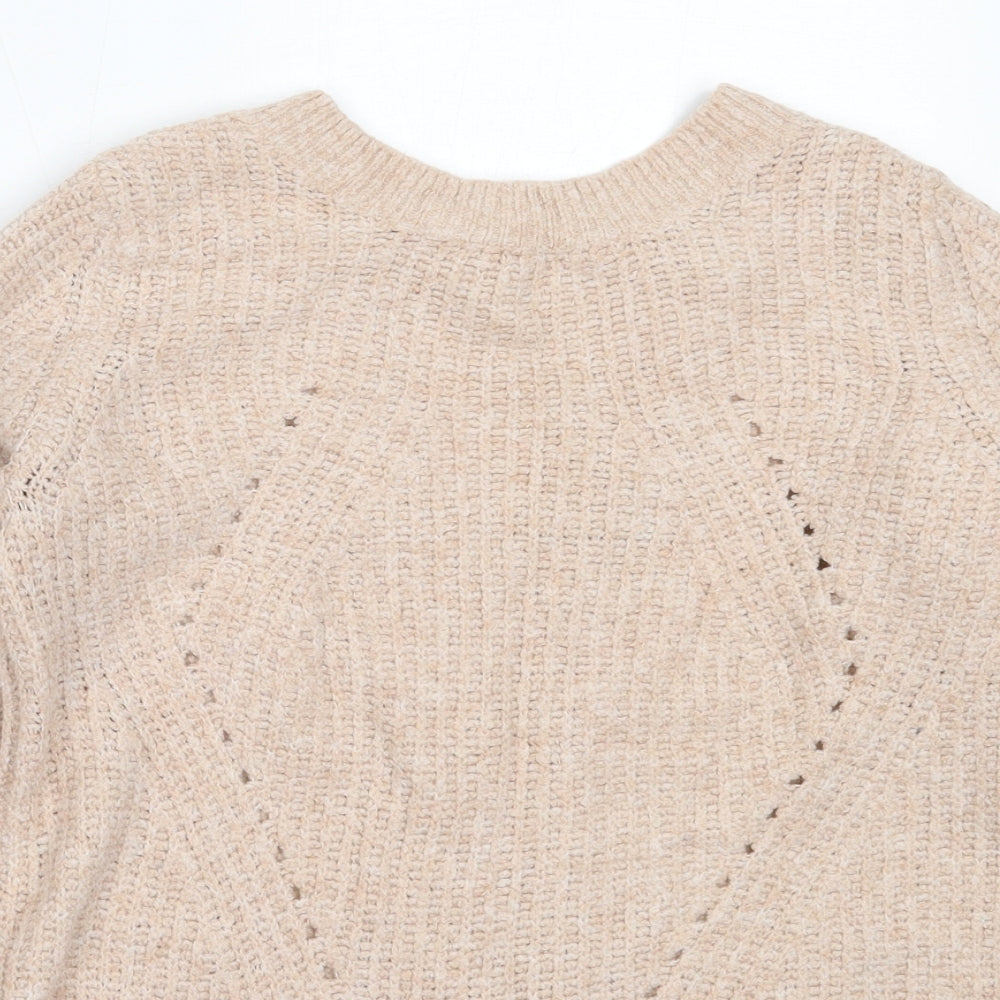 Primark Womens Pink Round Neck  Acrylic Pullover Jumper Size S