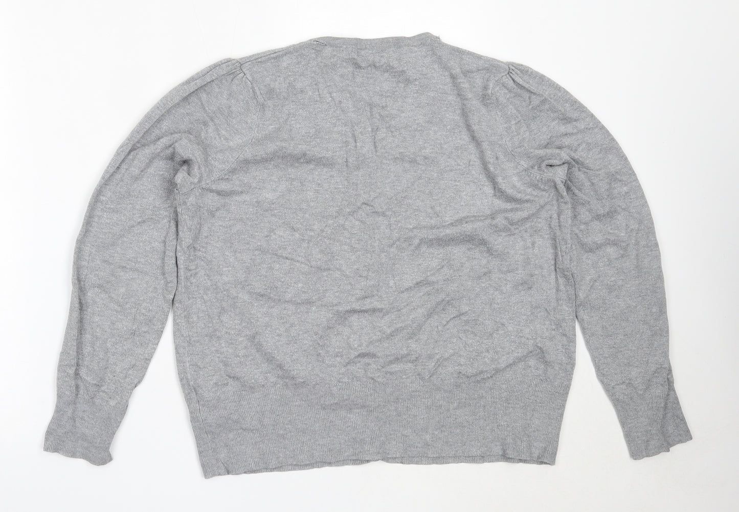 Marks and Spencer Womens Grey Round Neck  Viscose Cardigan Jumper Size 18
