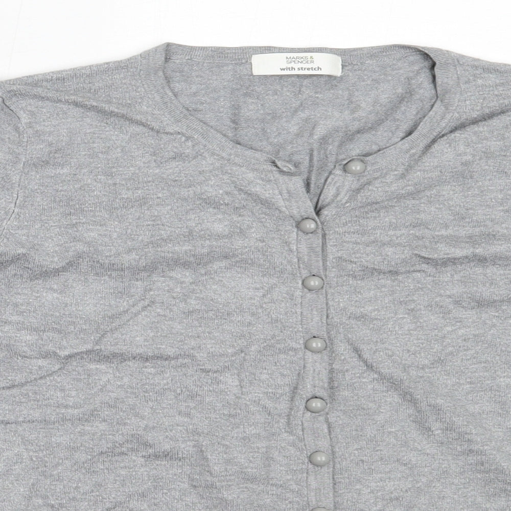 Marks and Spencer Womens Grey Round Neck  Viscose Cardigan Jumper Size 18