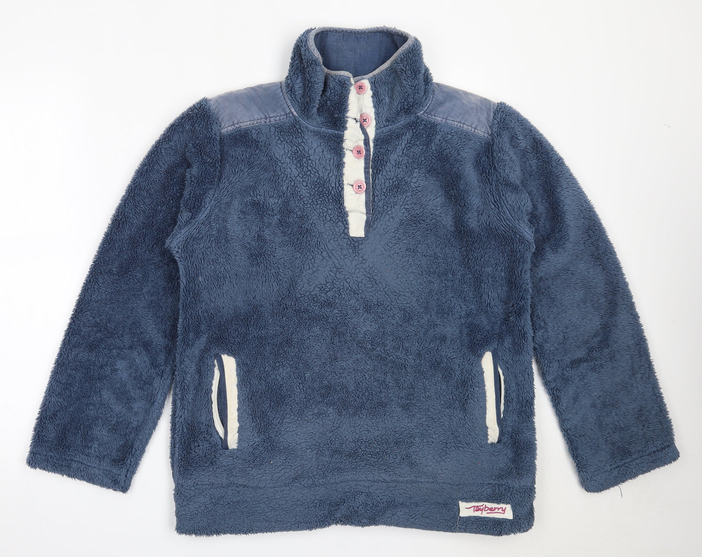 Tay Berry Womens Blue  Polyester Henley Sweatshirt Size S