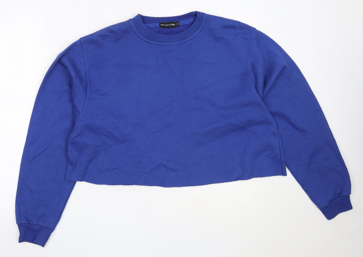 PRETTYLITTLETHING Womens Blue  Cotton Pullover Sweatshirt Size M