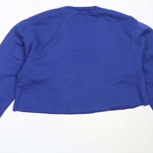 PRETTYLITTLETHING Womens Blue  Cotton Pullover Sweatshirt Size M