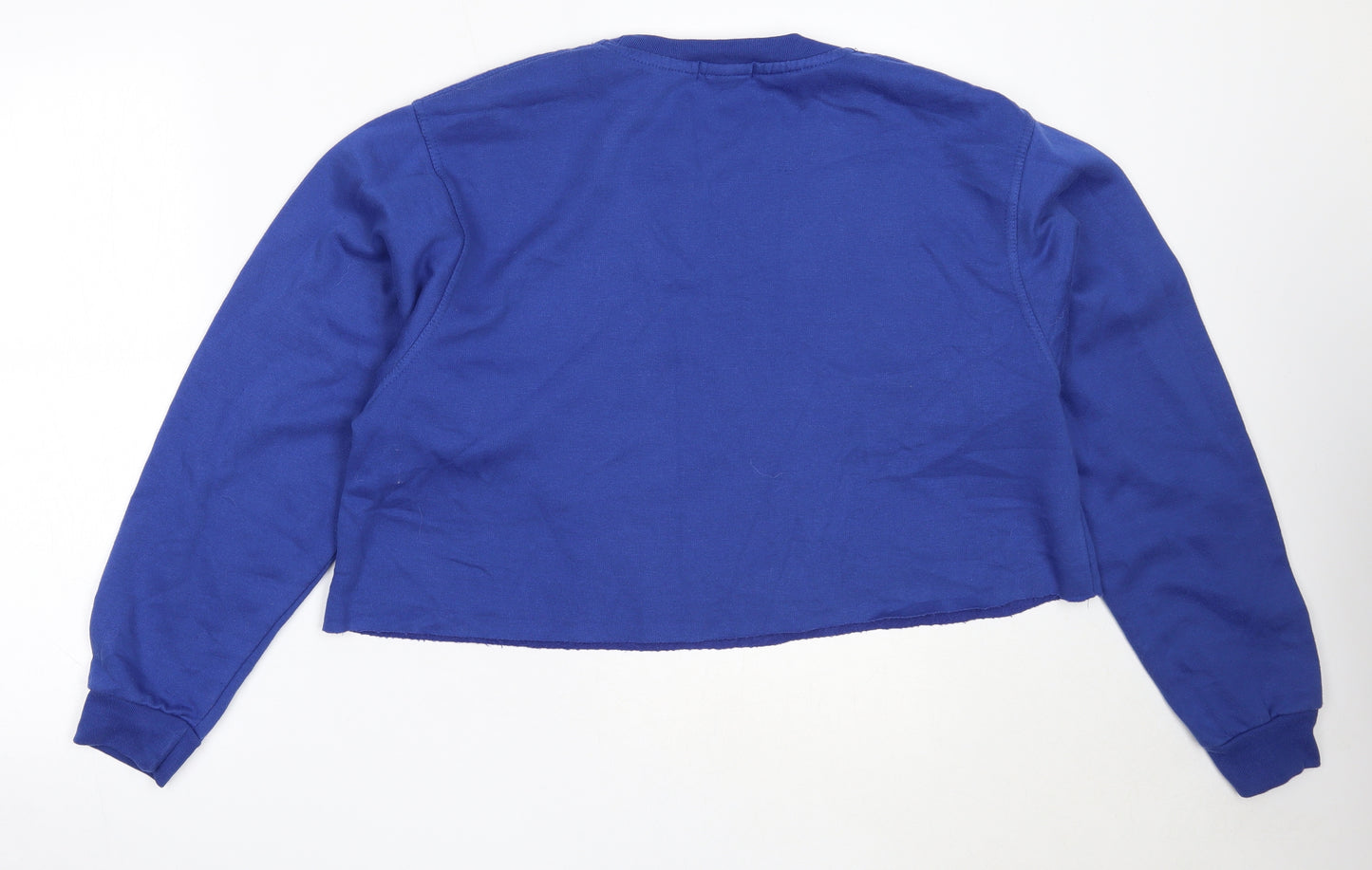 PRETTYLITTLETHING Womens Blue  Cotton Pullover Sweatshirt Size M