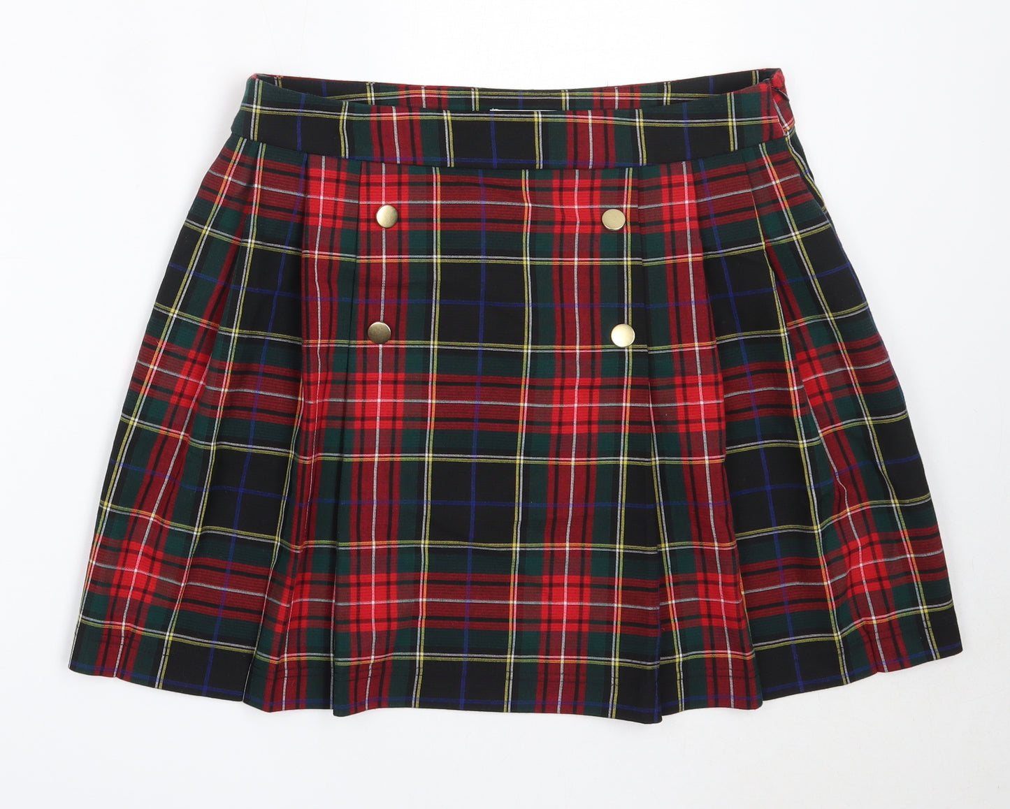 TU Womens Black Plaid Polyester Mini Skirt Size 14