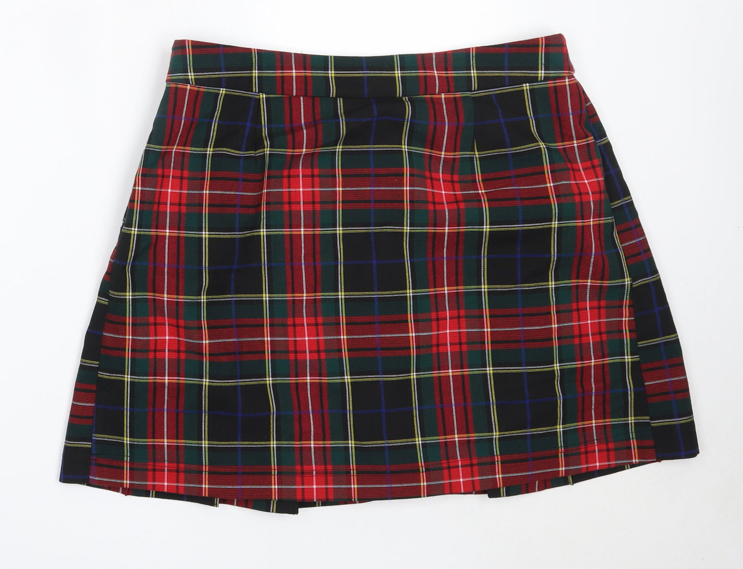 TU Womens Black Plaid Polyester Mini Skirt Size 14