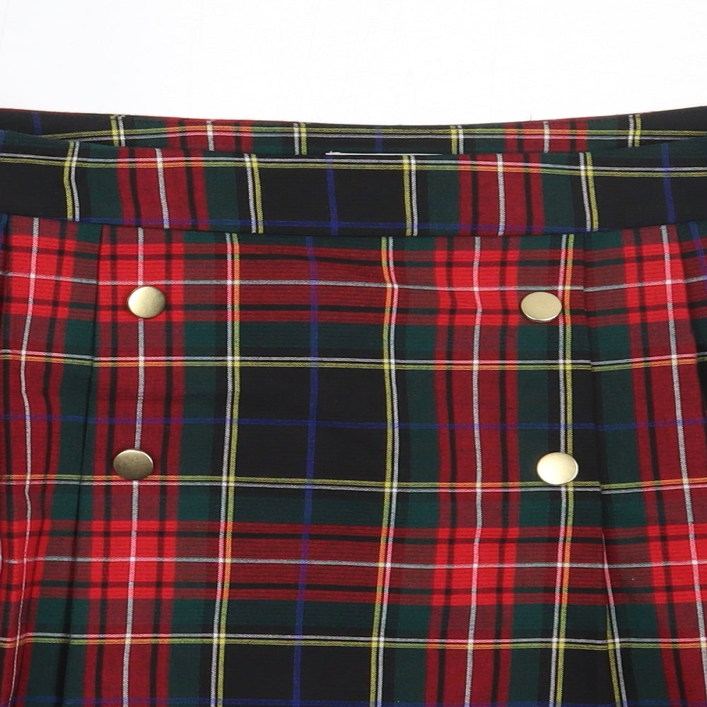 TU Womens Black Plaid Polyester Mini Skirt Size 14