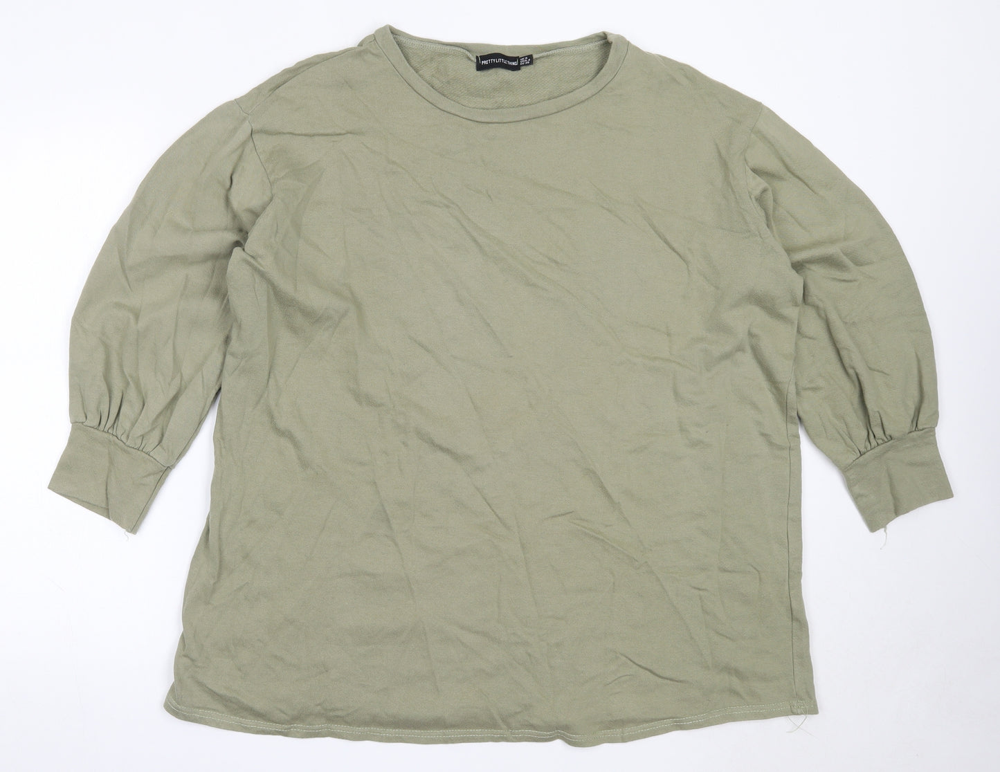 PRETTYLITTLETHING Womens Green  Cotton Pullover Sweatshirt Size 8