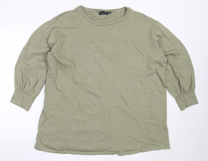PRETTYLITTLETHING Womens Green  Cotton Pullover Sweatshirt Size 8