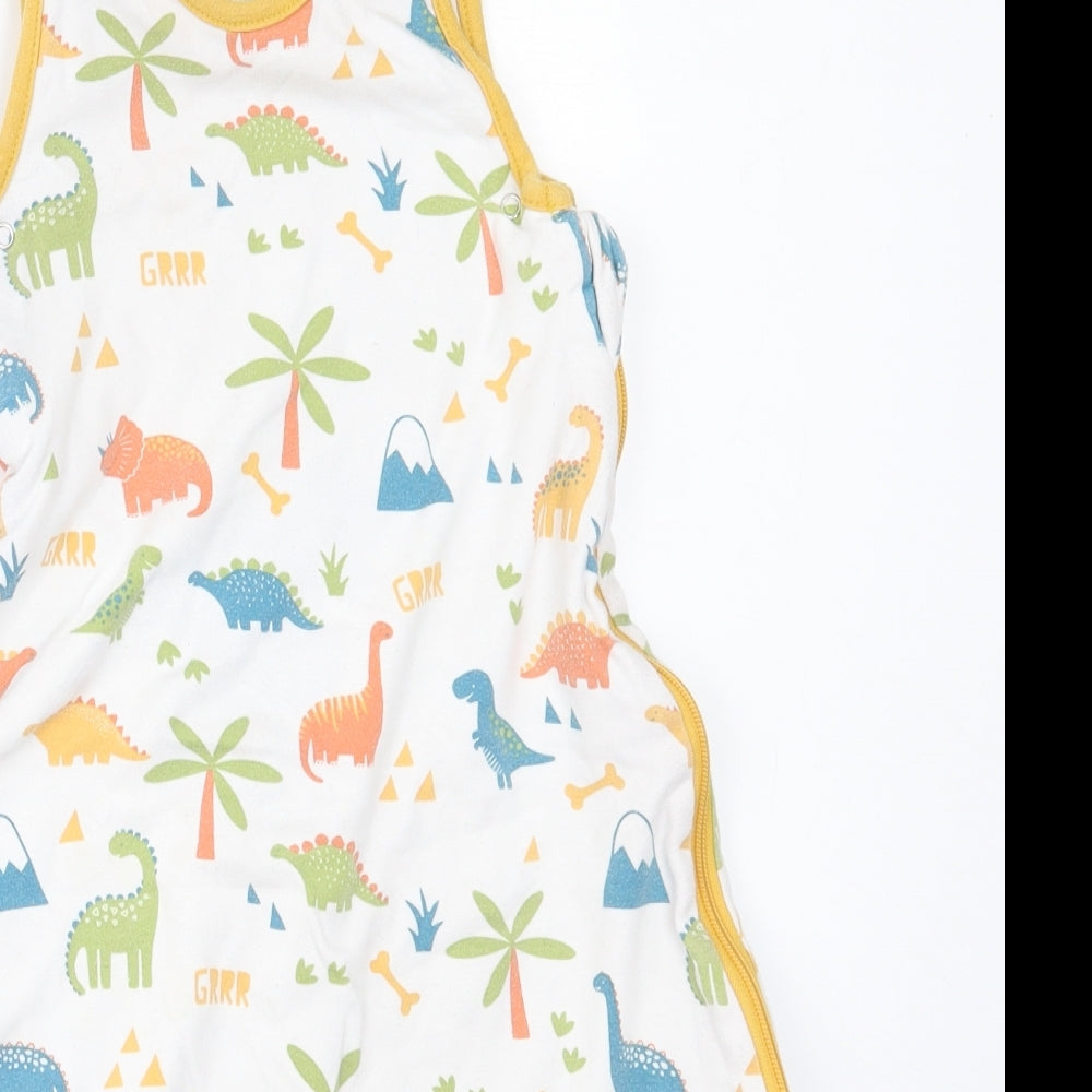 Lily & Dan Boys White Solid Cotton Cami One Piece One Size   - Sleeping Bag
