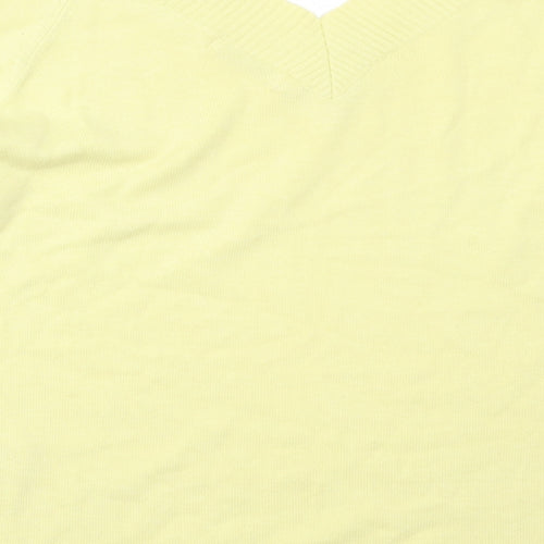 Signature Experience Womens Yellow V-Neck  Cotton Pullover Jumper Size L