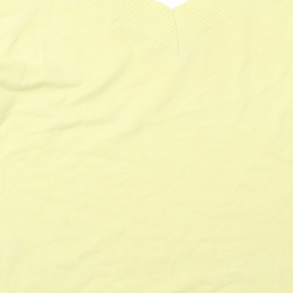 Signature Experience Womens Yellow V-Neck  Cotton Pullover Jumper Size L