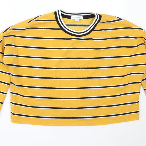 Primark Womens Yellow Striped Polyester Pullover Sweatshirt Size XS