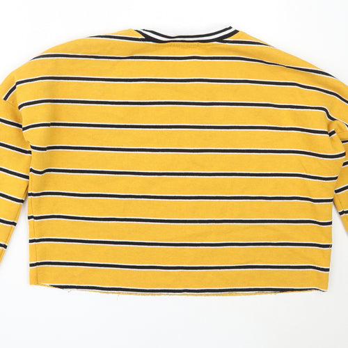 Primark Womens Yellow Striped Polyester Pullover Sweatshirt Size XS