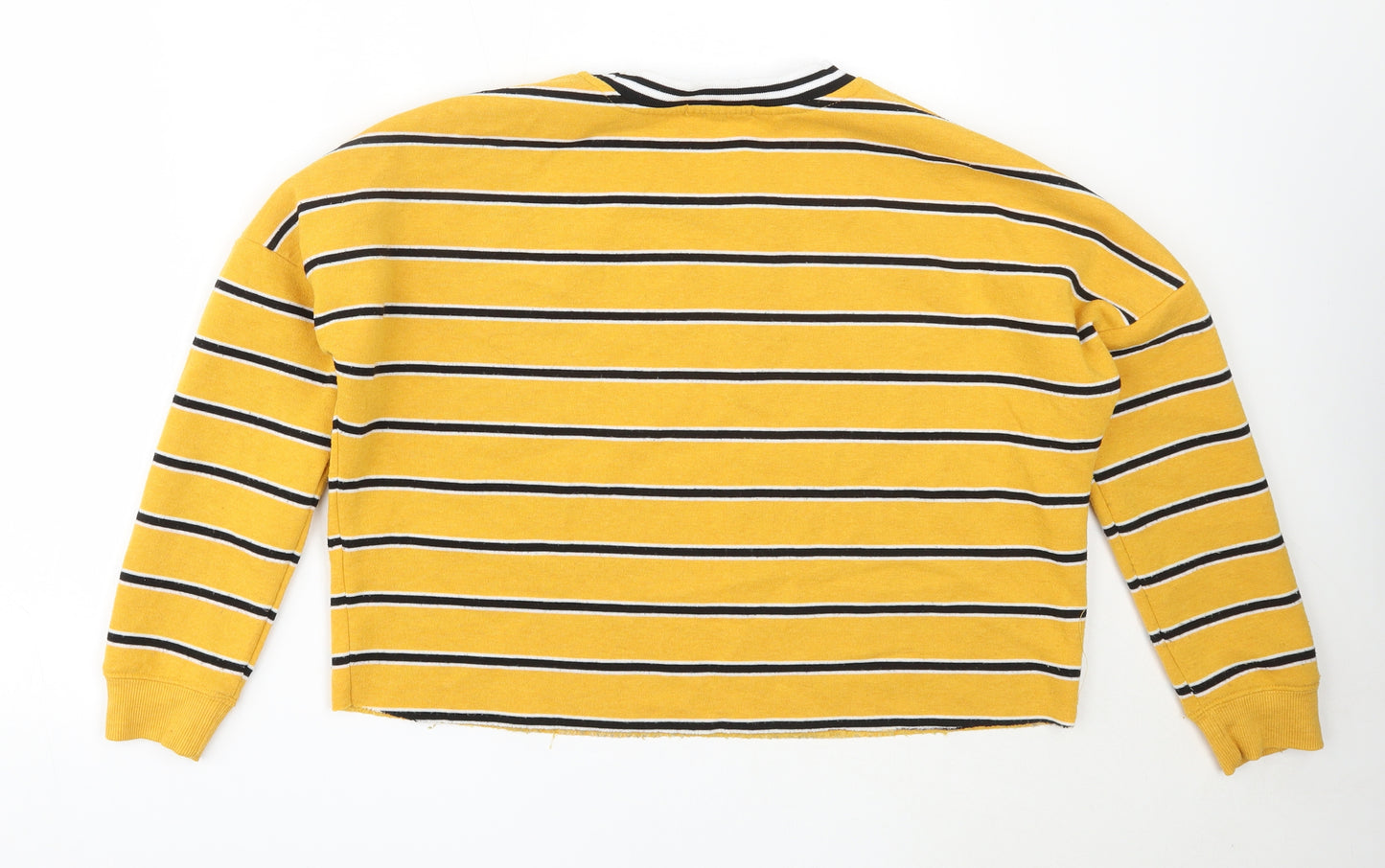 Primark Womens Yellow Striped Polyester Pullover Sweatshirt Size XS