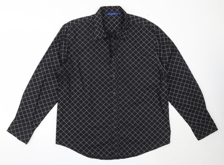 Freeport Mens Black Polyester Button-Up Size XL Collared