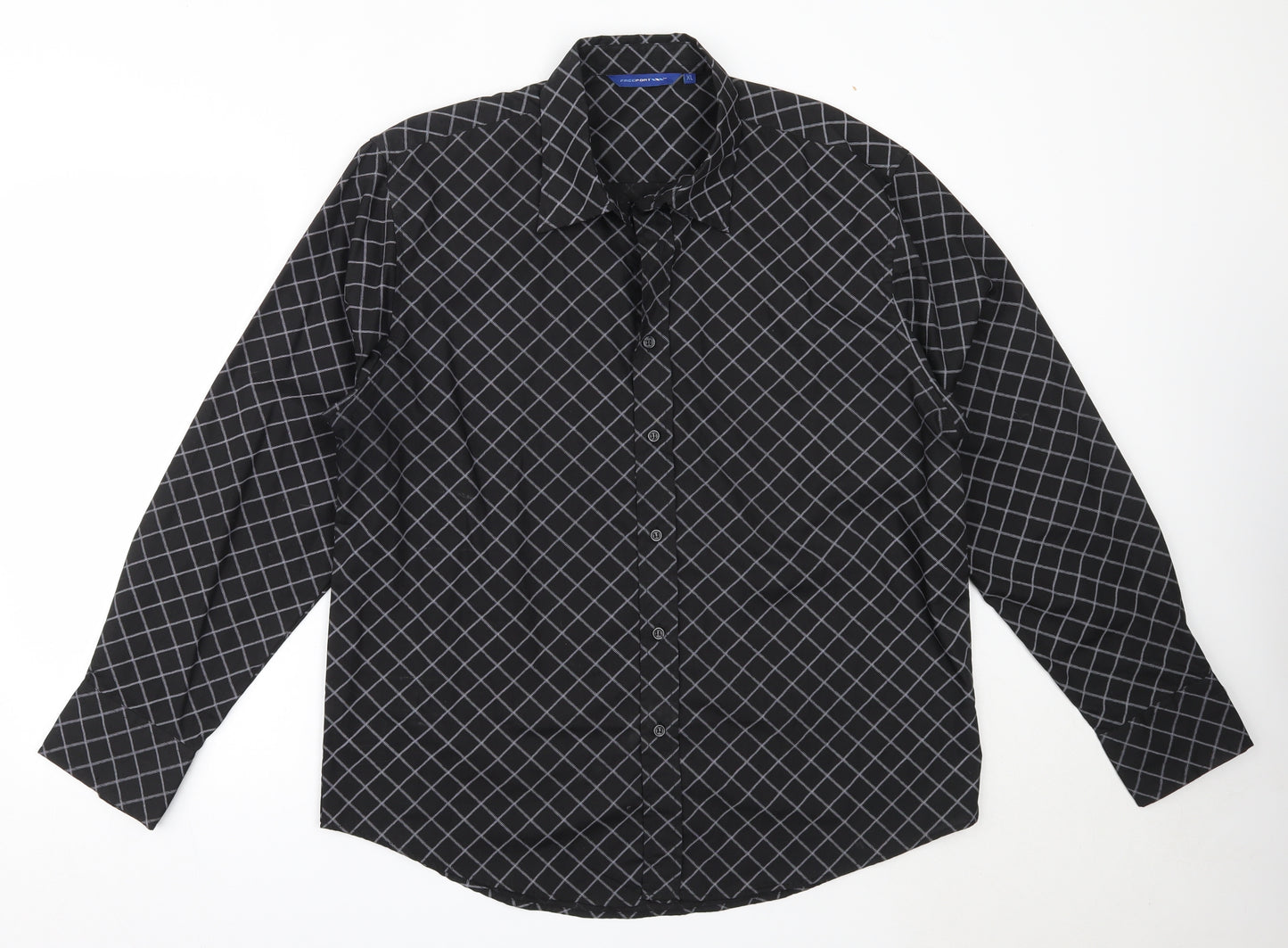 Freeport Mens Black  Polyester  Button-Up Size XL Collared