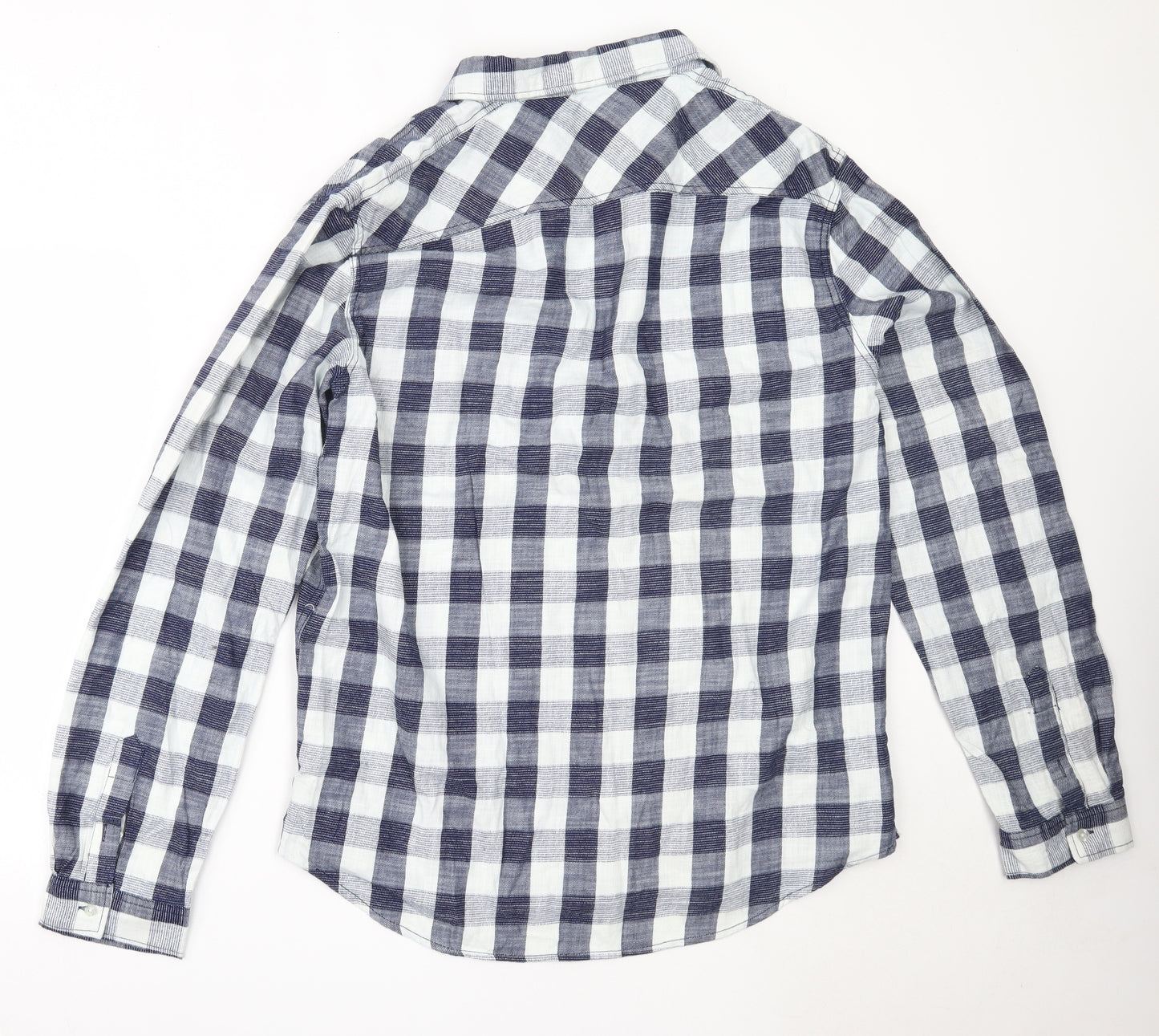 SoulCal&Co Mens Blue Check Cotton  Button-Up Size 2XL Collared