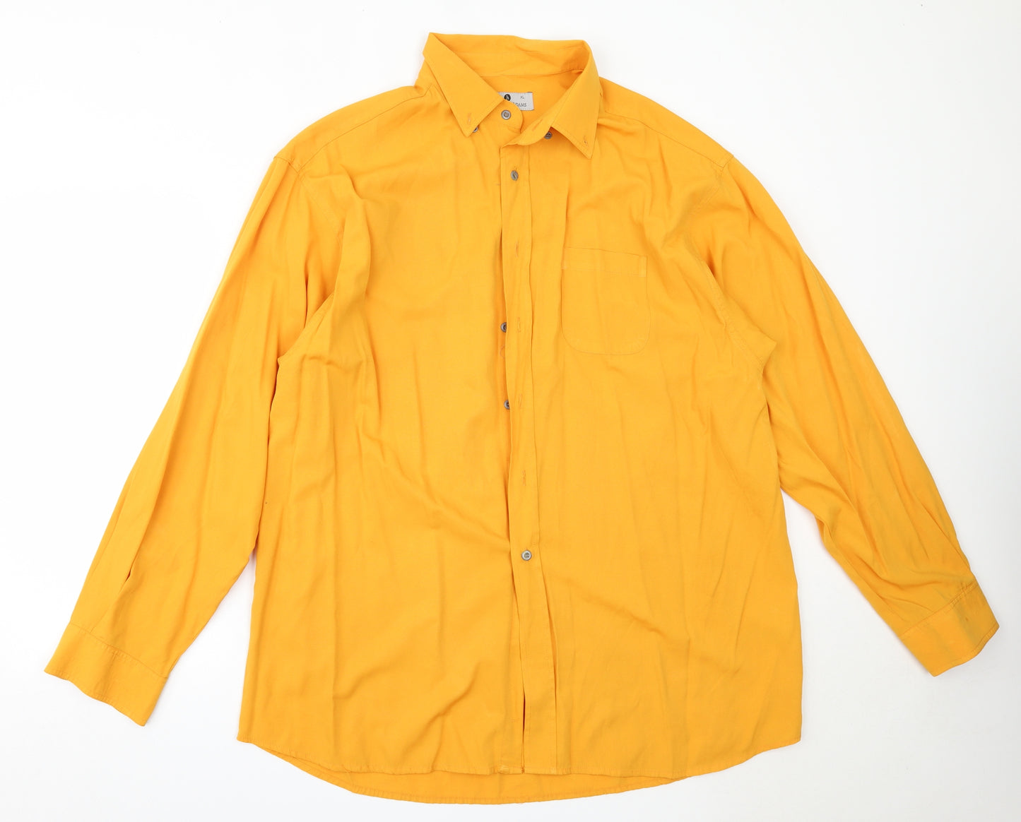 Jonathon Adams Mens Yellow  Viscose  Button-Up Size XL Collared