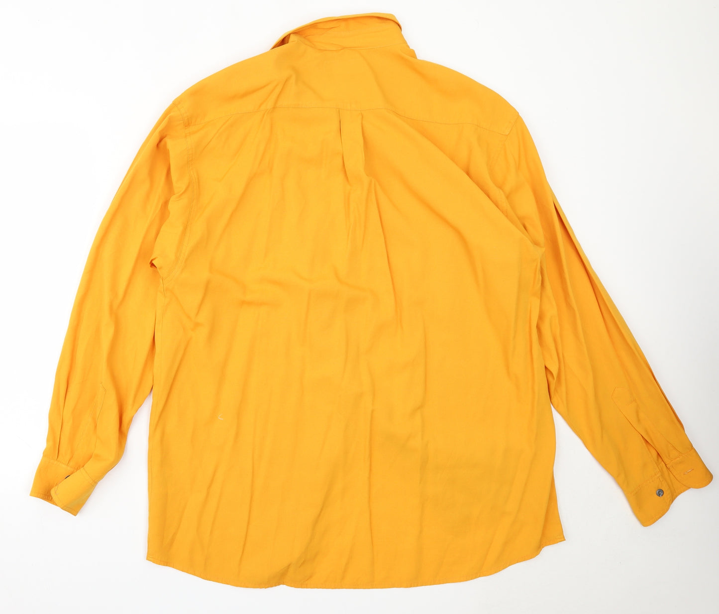 Jonathon Adams Mens Yellow  Viscose  Button-Up Size XL Collared