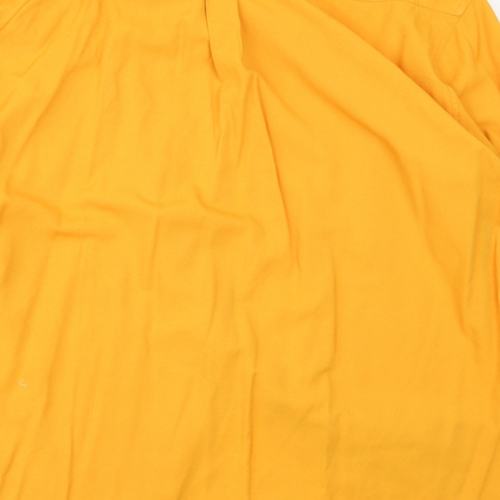 Jonathon Adams Mens Yellow  Viscose  Button-Up Size XL Collared
