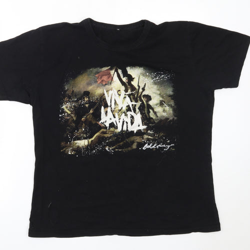 Continental Mens Black  Cotton  T-Shirt Size XL Round Neck  - coldplay