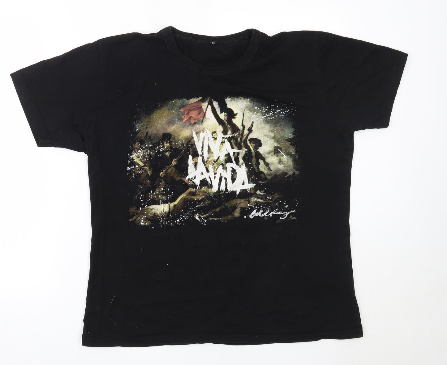 Continental Mens Black  Cotton  T-Shirt Size XL Round Neck  - coldplay