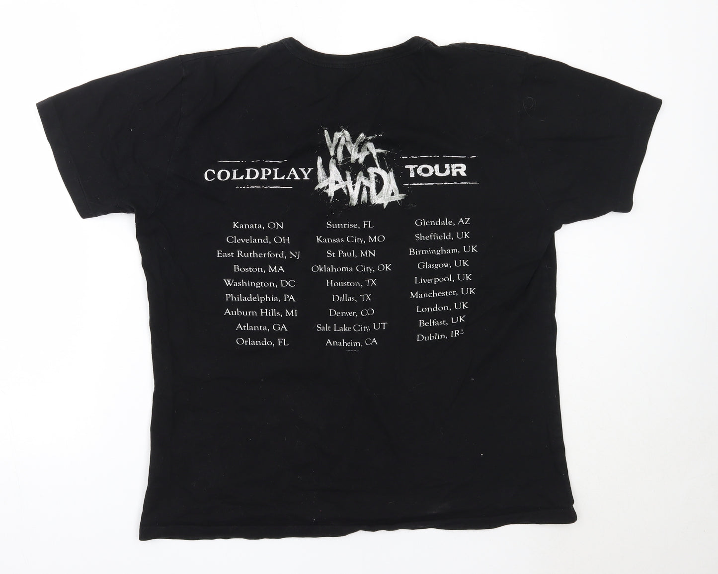 Continental Mens Black  Cotton  T-Shirt Size XL Round Neck  - coldplay