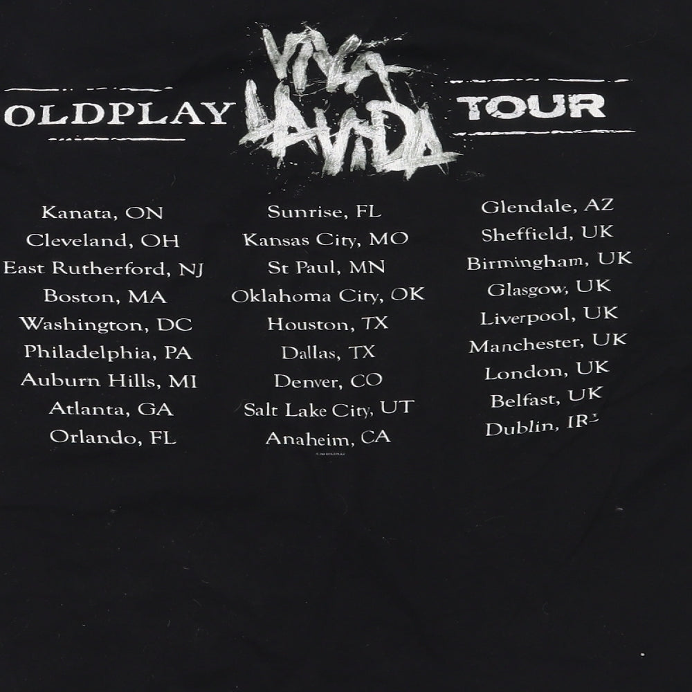 Continental Mens Black  Cotton  T-Shirt Size XL Round Neck  - coldplay